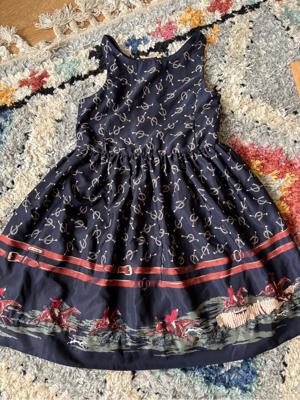 Polo Ralph lauren horse and hunting dog print dress girls 6 - Picture 2 of 5